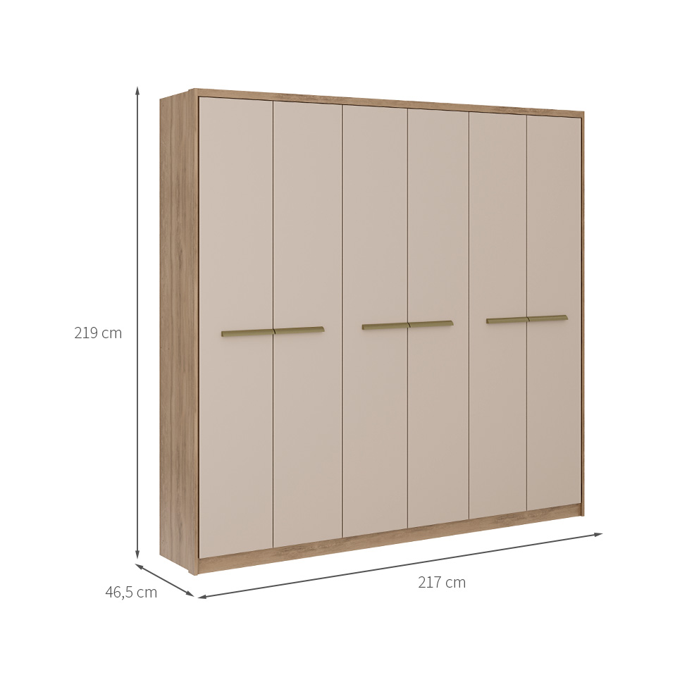 Guarda-Roupa Casal Belmont 6 Portas 3 Gavetas Noce e Off White