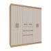 Guarda-Roupa Casal Berna 7 Portas 2 Gavetas Off White e Freijó