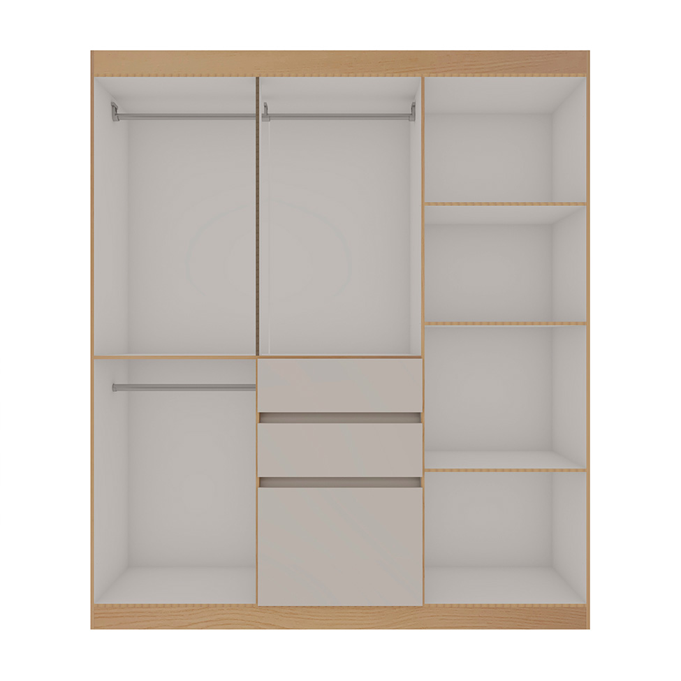 Guarda-Roupa Casal Berna 7 Portas 2 Gavetas Off White e Freijó