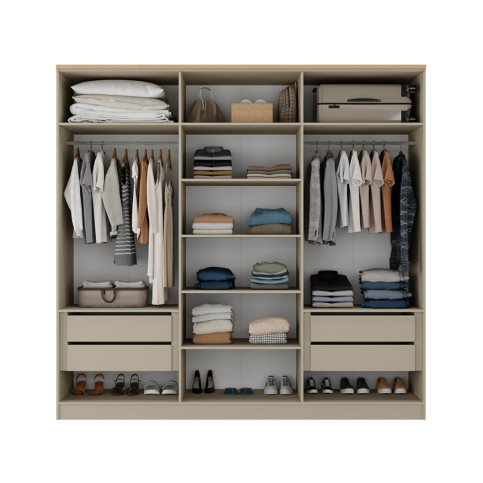 Guarda-Roupa Casal Brescia 6 Portas 4 Gavetas Bege