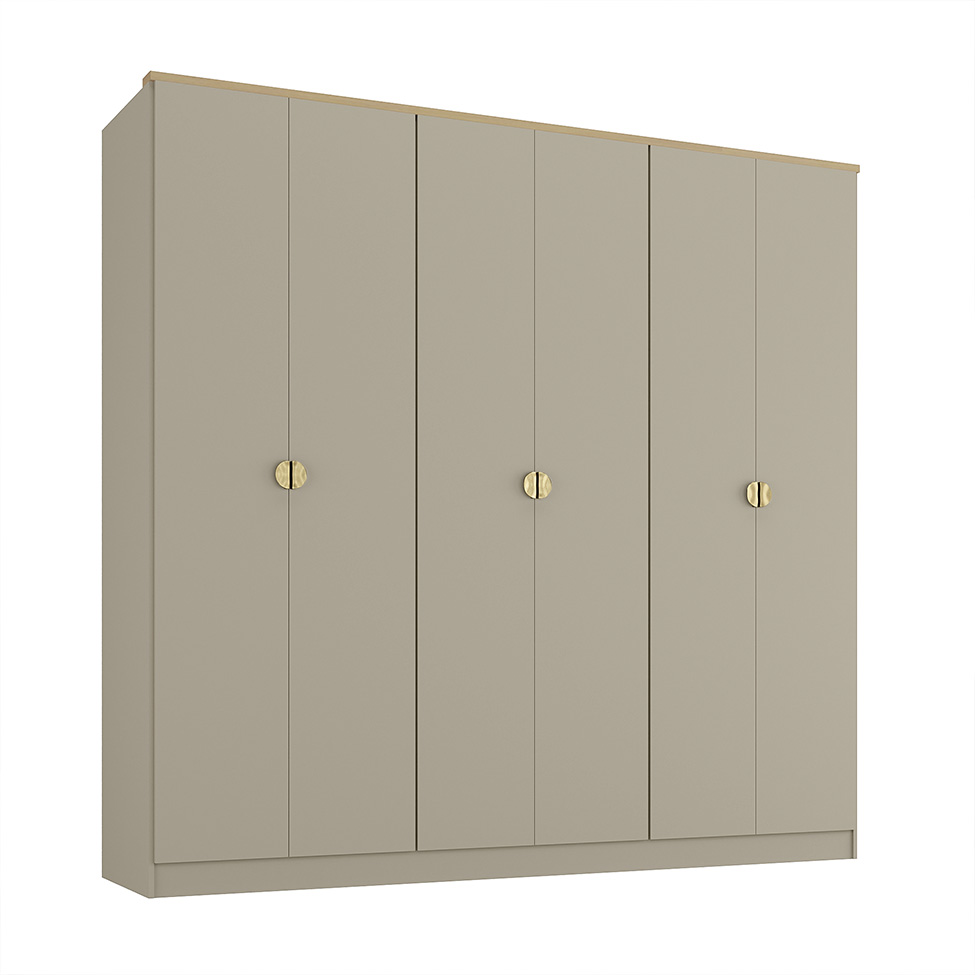 Guarda-Roupa Casal Brescia 6 Portas 4 Gavetas Bege