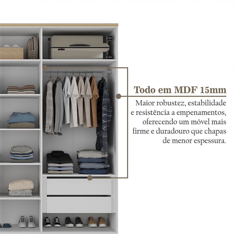Guarda-Roupa Casal Brescia 6 Portas 4 Gavetas Branco