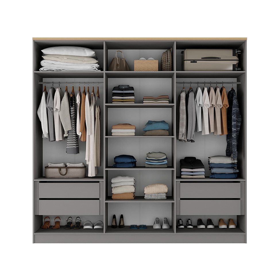 Guarda-Roupa Casal Brescia 6 Portas 4 Gavetas Cinza