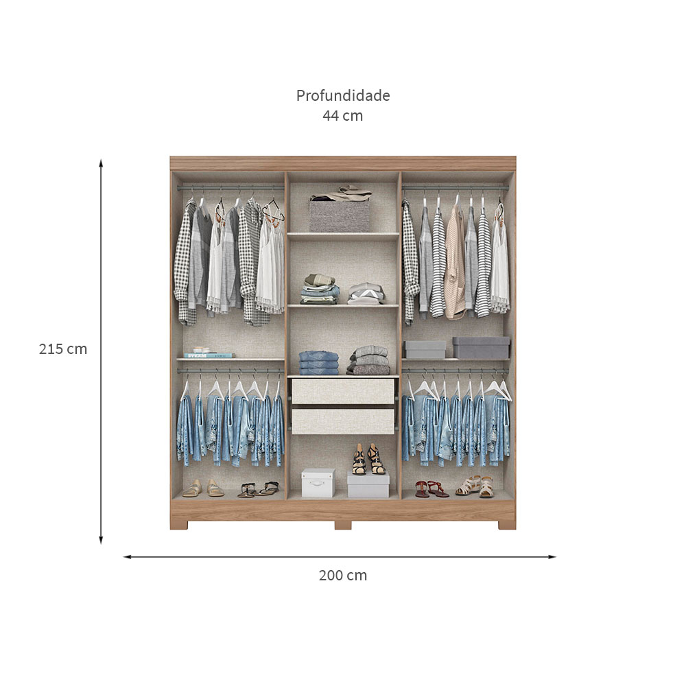Guarda-Roupa Casal Briz 6 Portas 2 Gavetas Jequitibá