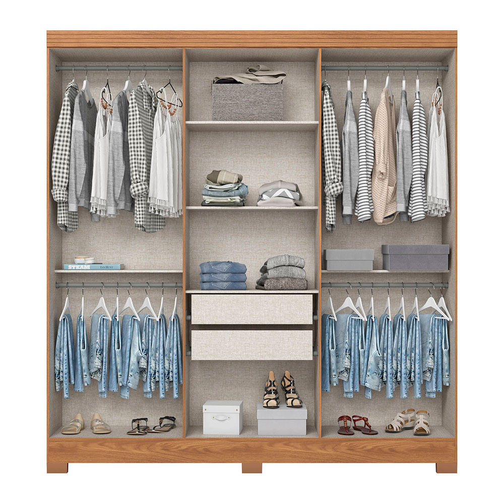 Guarda-Roupa Casal Briz 6 Portas 2 Gavetas Nature e Off White