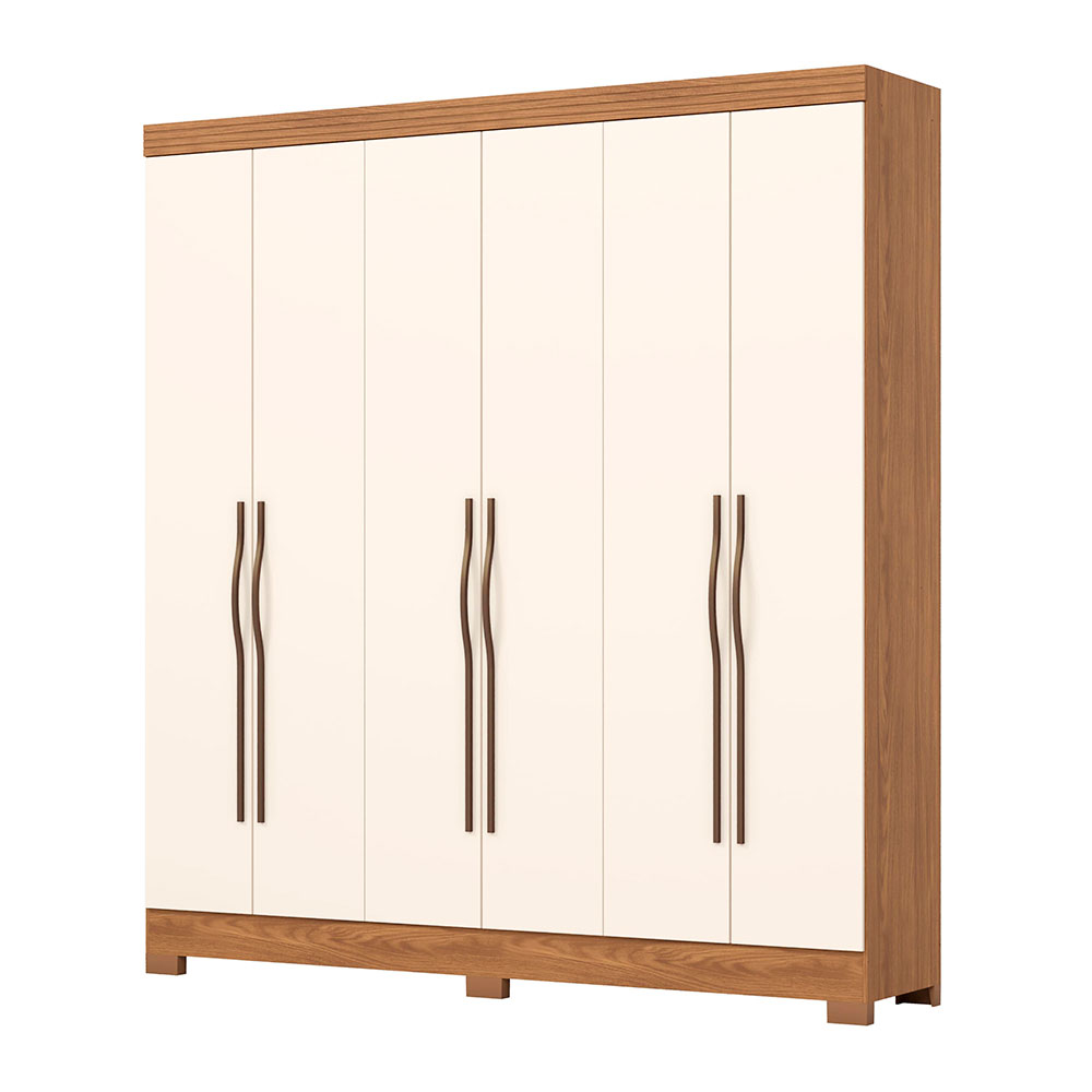 Guarda-Roupa Casal Briz 6 Portas 2 Gavetas Nature e Off White