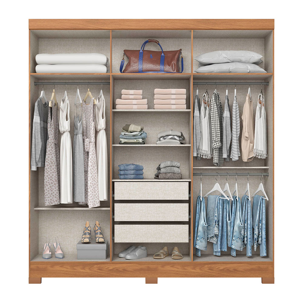 Guarda-Roupa Casal Briz 6 Portas 3 Gavetas Nature e Off White