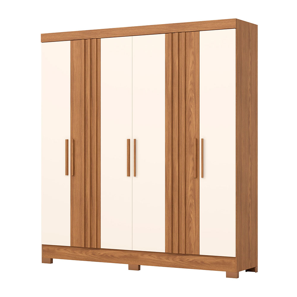 Guarda-Roupa Casal Briz 6 Portas 3 Gavetas Nature e Off White