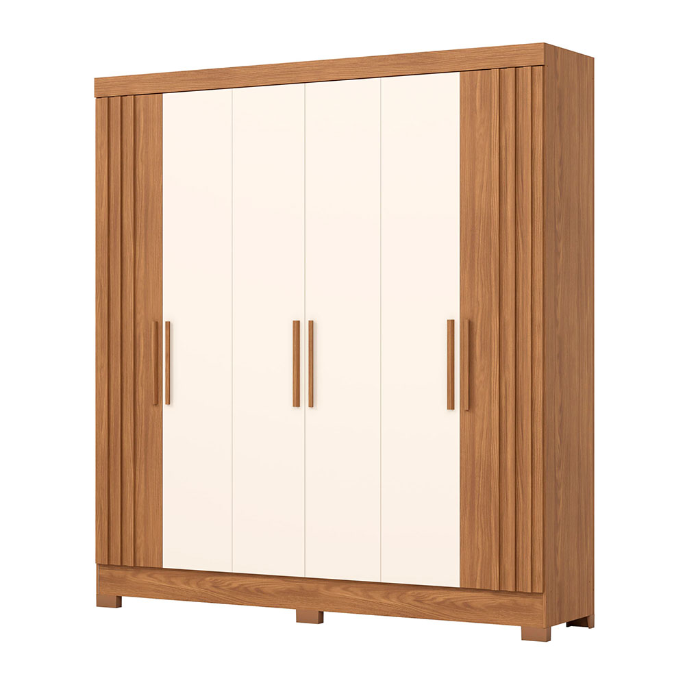 Guarda-Roupa Casal Briz 6 Portas 3 Gavetas Nature e Off White