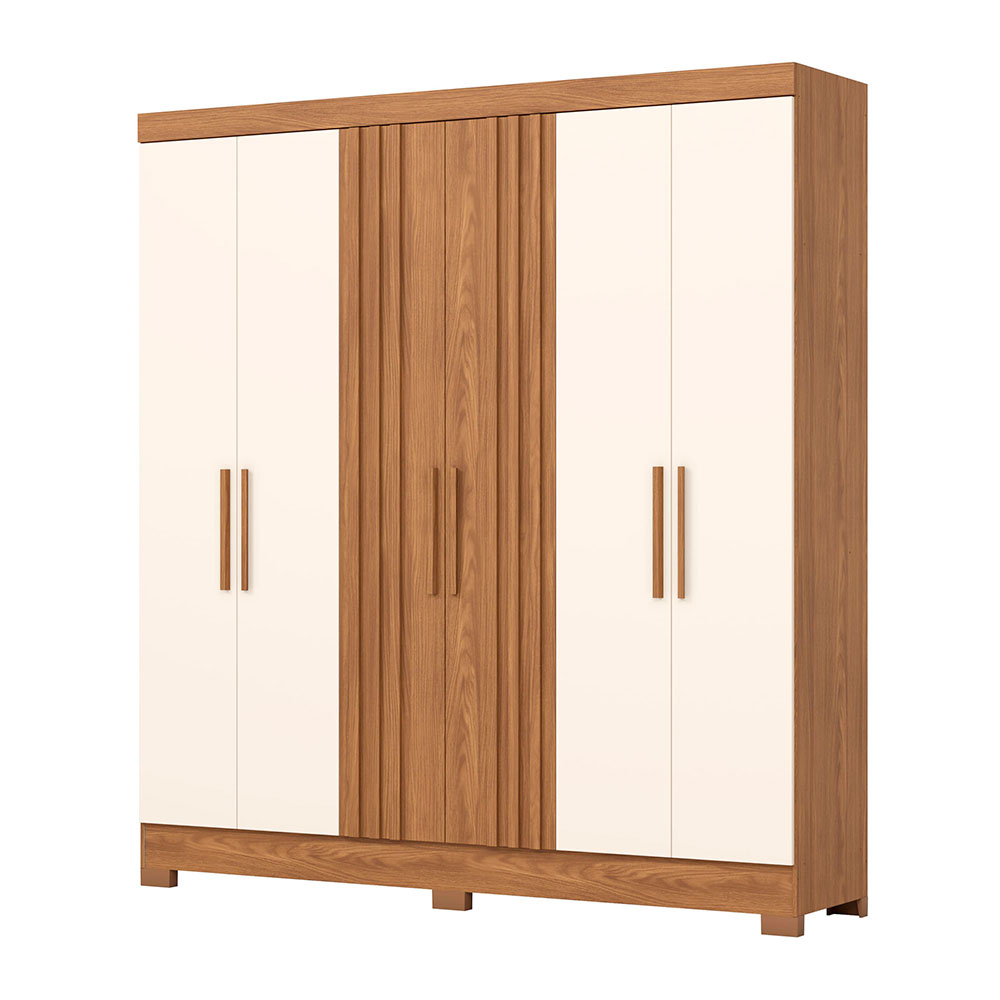 Guarda-Roupa Casal Briz 6 Portas 3 Gavetas Nature e Off White