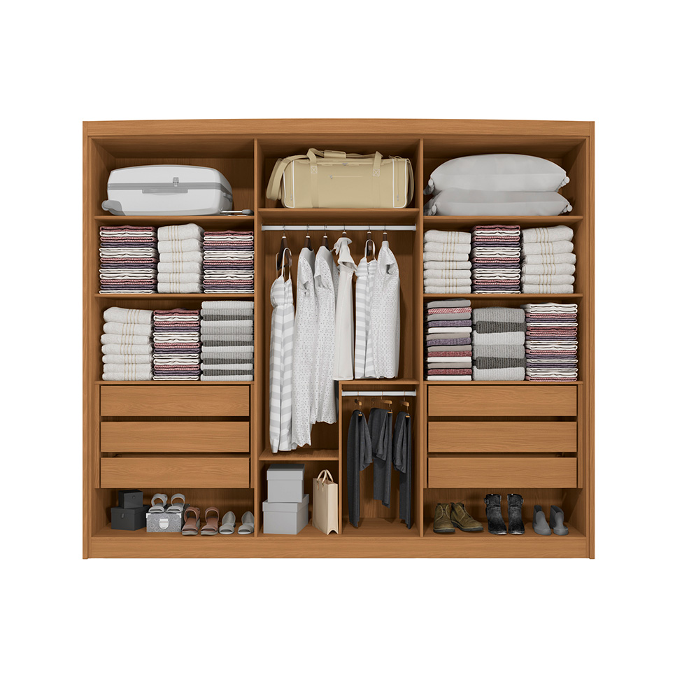 Guarda-Roupa Casal Évron 6 Portas 6 Gavetas Canela