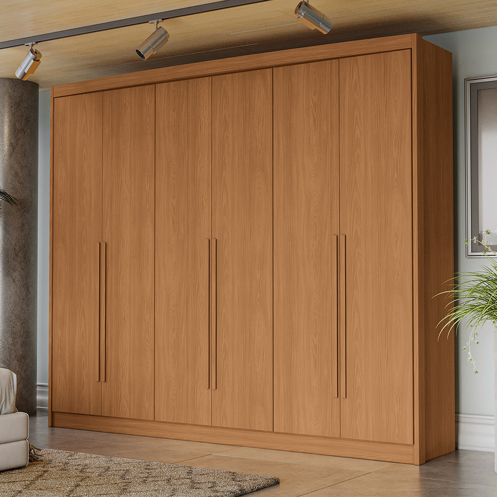 Guarda-Roupa Casal Évron 6 Portas 6 Gavetas Canela