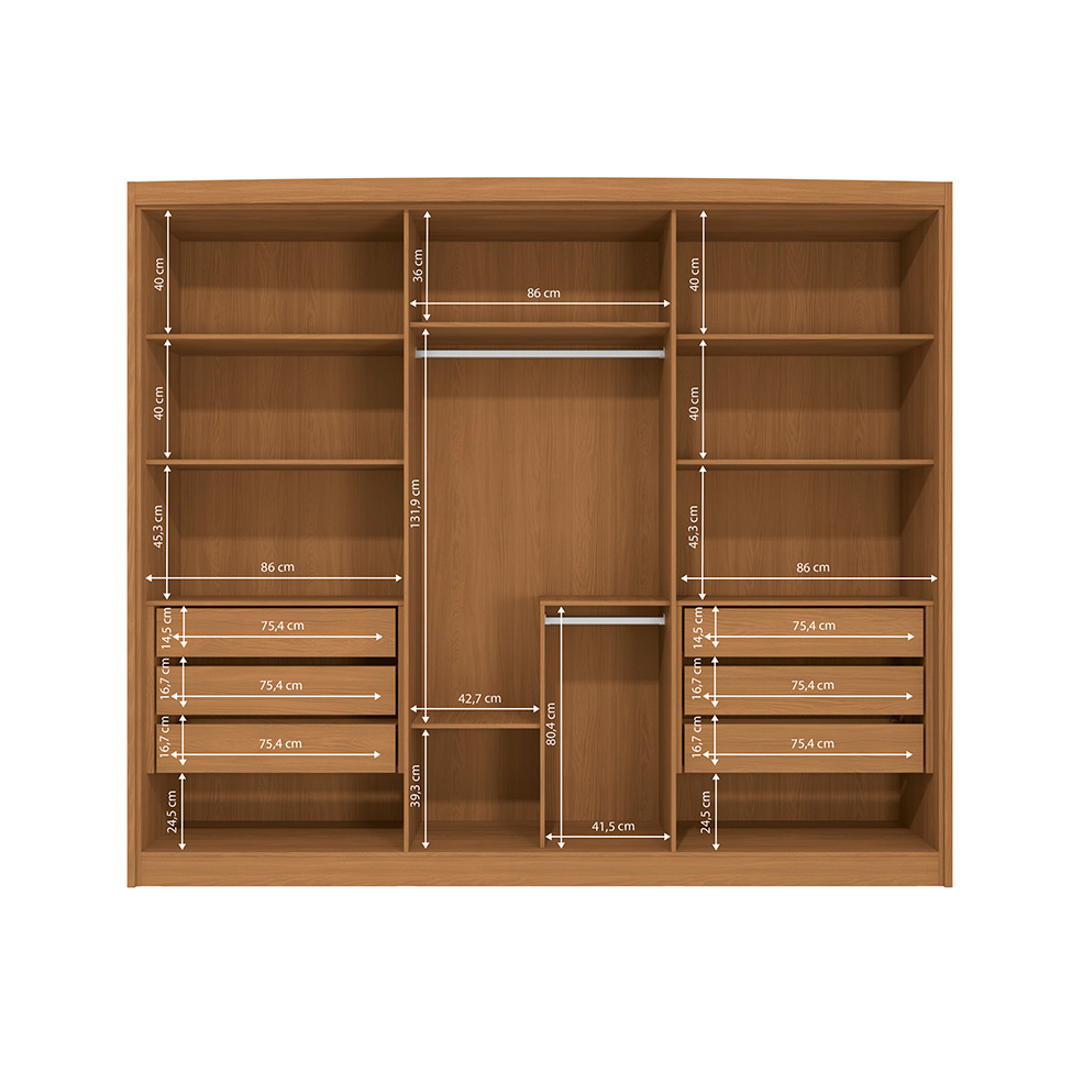 Guarda-Roupa Casal Évron 6 Portas 6 Gavetas Canela