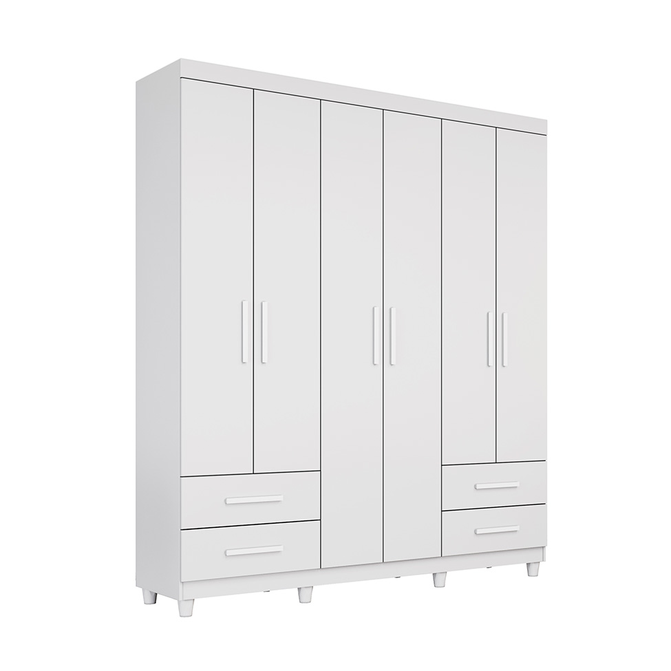 Guarda-Roupa Casal Canadá Plus 6 Portas 4 Gavetas Branco