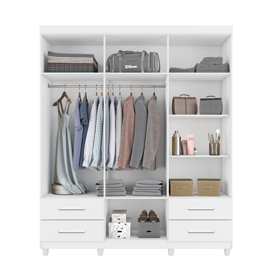 Guarda-Roupa Casal Canadá Plus 6 Portas 4 Gavetas Branco
