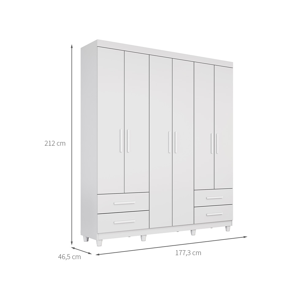 Guarda-Roupa Casal Canadá Plus 6 Portas 4 Gavetas Branco