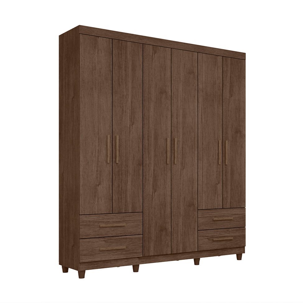 Guarda-Roupa Casal Canadá Plus 6 Portas 4 Gavetas Cacau