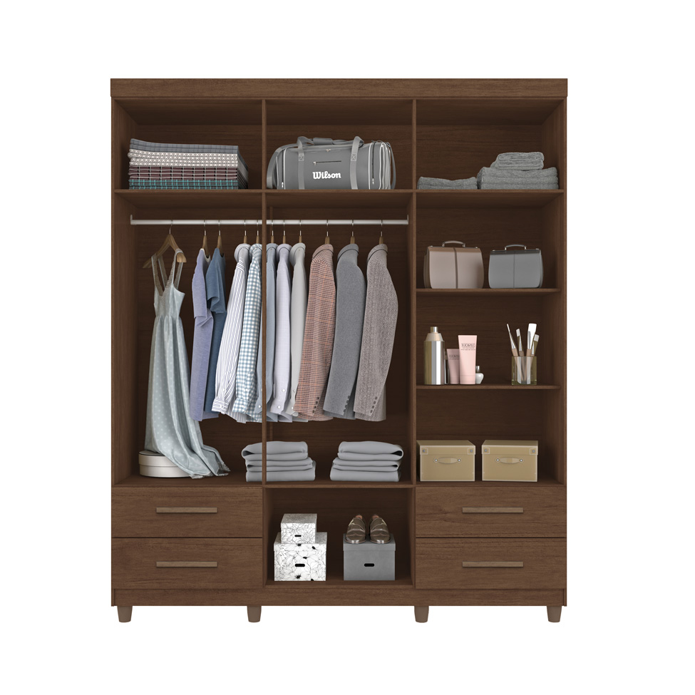 Guarda-Roupa Casal Canadá Plus 6 Portas 4 Gavetas Cacau