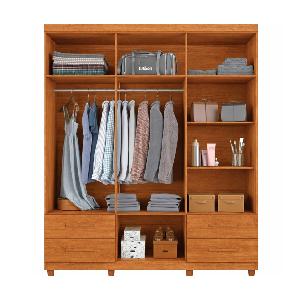 Guarda-Roupa Casal Canadá Plus 6 Portas 4 Gavetas Cinamomo