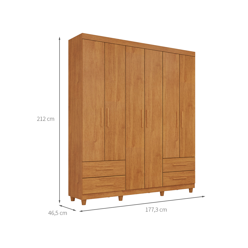 Guarda-Roupa Casal Canadá Plus 6 Portas 4 Gavetas Cinamomo
