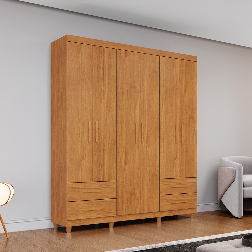 Guarda-Roupa Casal Canadá Plus 6 Portas 4 Gavetas Cinamomo