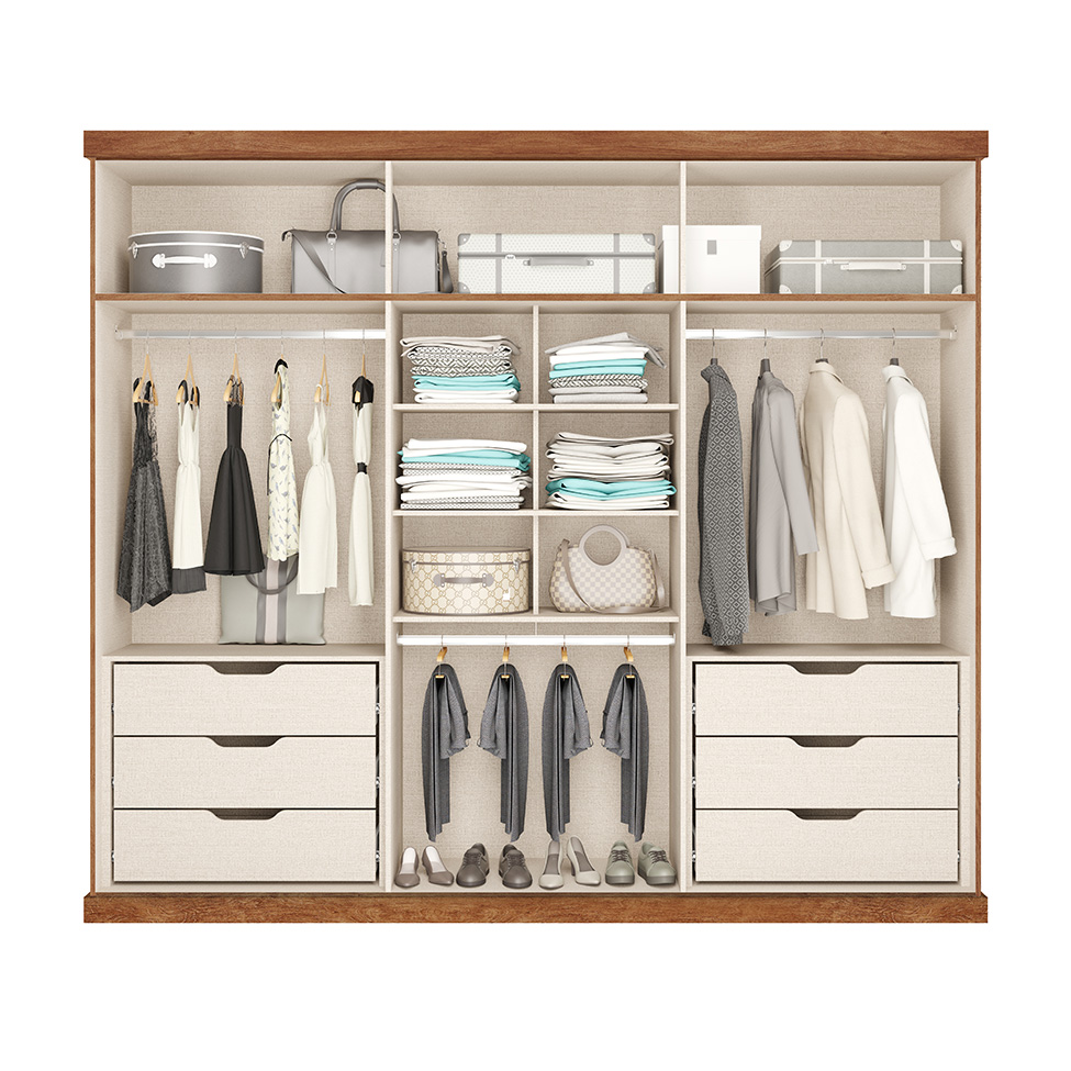 Guarda-Roupa Casal Capri 6 Portas 6 Gavetas Avelã e Linho