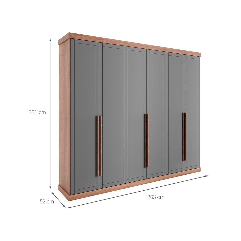 Guarda-Roupa Casal Capri 6 Portas 6 Gavetas Avelã e Linho