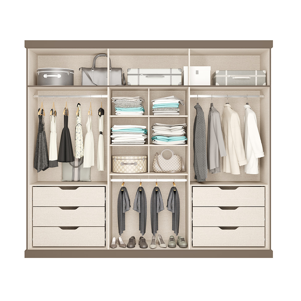 Guarda-Roupa Casal Capri 6 Portas 6 Gavetas Freijó e Titânio
