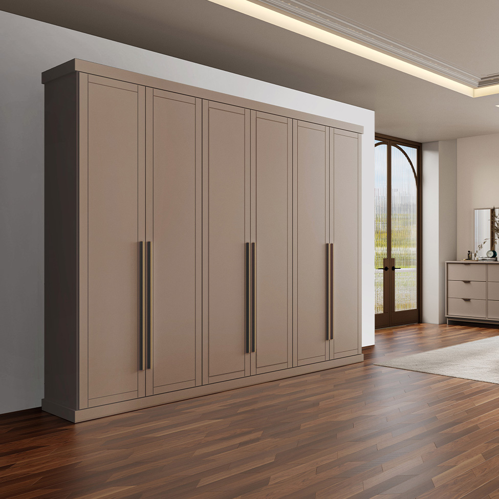 Guarda-Roupa Casal Capri 6 Portas 6 Gavetas Freijó e Titânio