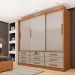 Guarda-Roupa Casal Chicago 3 Portas 9 Gavetas Cinamomo e Off White