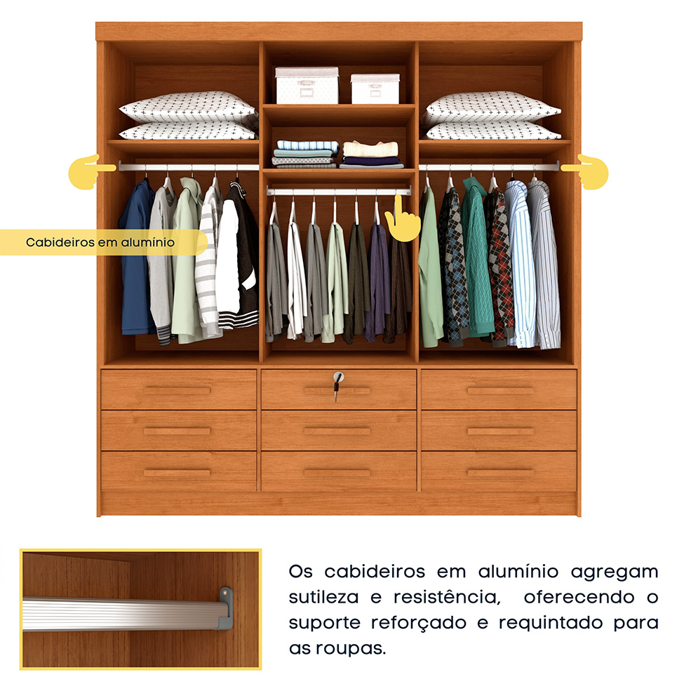 Guarda-Roupa Casal Chicago I 3 PT 9 GV Cinamomo
