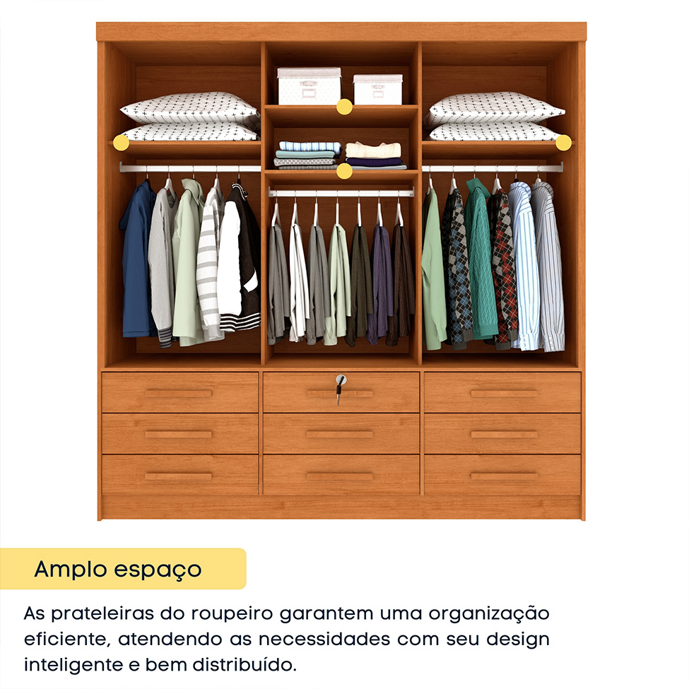 Guarda-Roupa Casal Chicago I 3 PT 9 GV Cinamomo