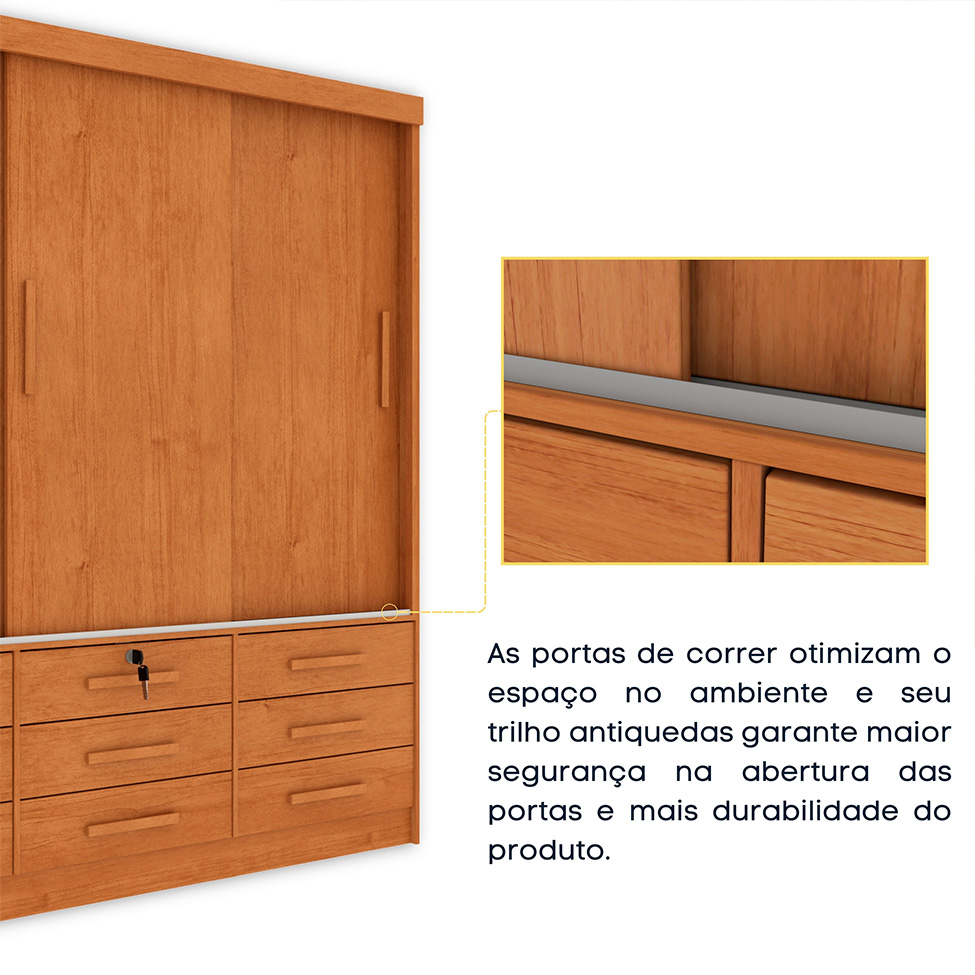 Guarda-Roupa Casal Chicago I 3 PT 9 GV Cinamomo