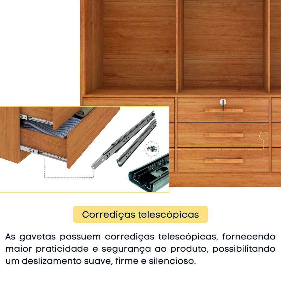 Guarda-Roupa Casal Chicago I 3 PT 9 GV Cinamomo