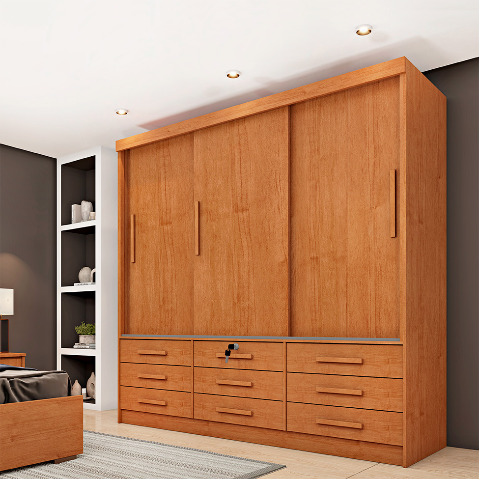Guarda-Roupa Casal Chicago I 3 PT 9 GV Cinamomo