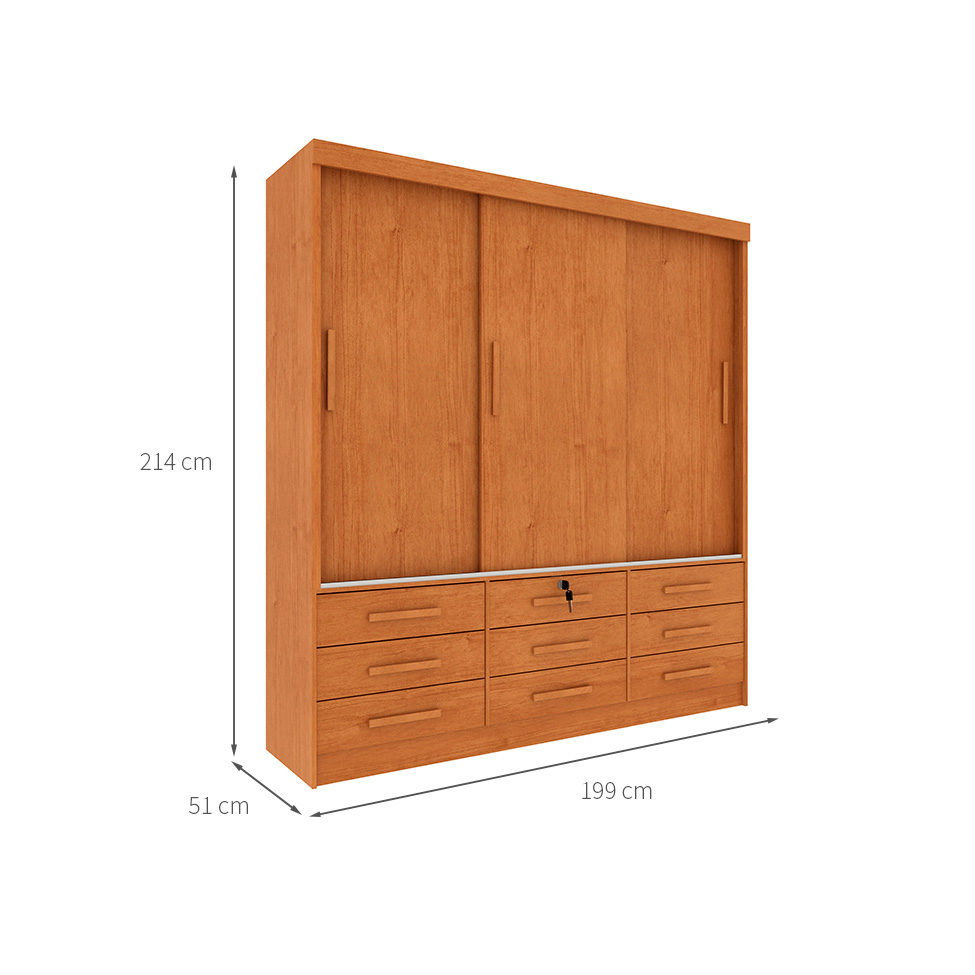Guarda-Roupa Casal Chicago I 3 PT 9 GV Cinamomo