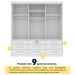 Guarda-Roupa Casal Chicago I 3 Portas 9 Gavetas Neve