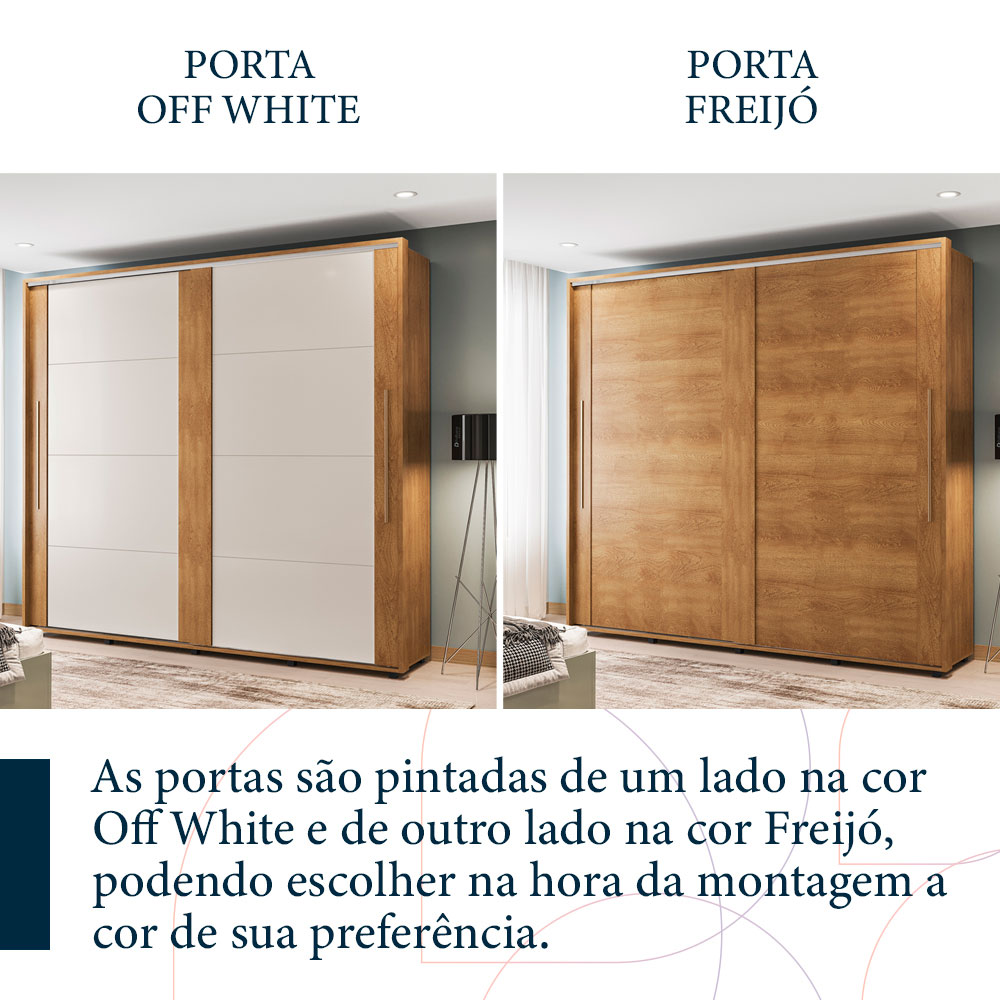 Guarda-Roupa Casal Coimbra 2 Portas 6 Gavetas Freijó e Off White