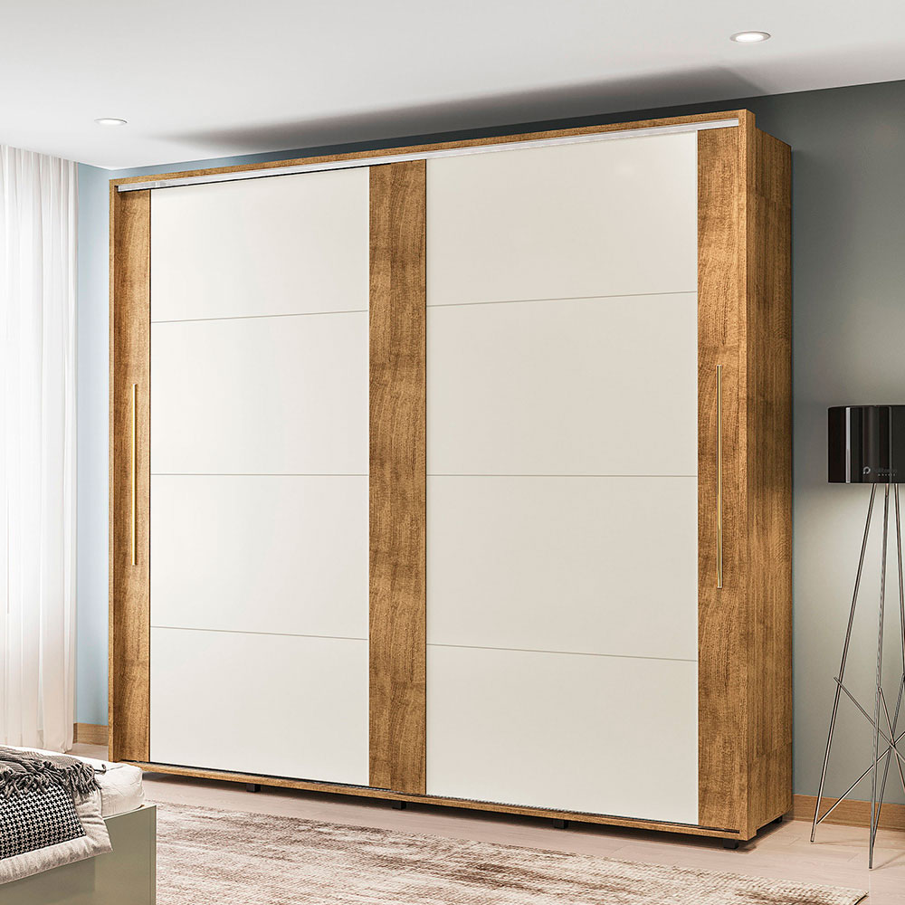 Guarda-Roupa Casal Coimbra 2 Portas 6 Gavetas Freijó e Off White