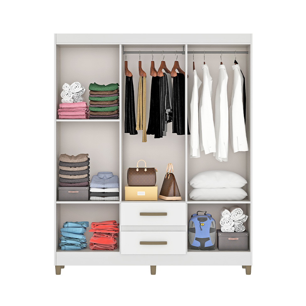 Guarda-Roupa Casal Coimbra 6 Portas 2 Gavetas Branco