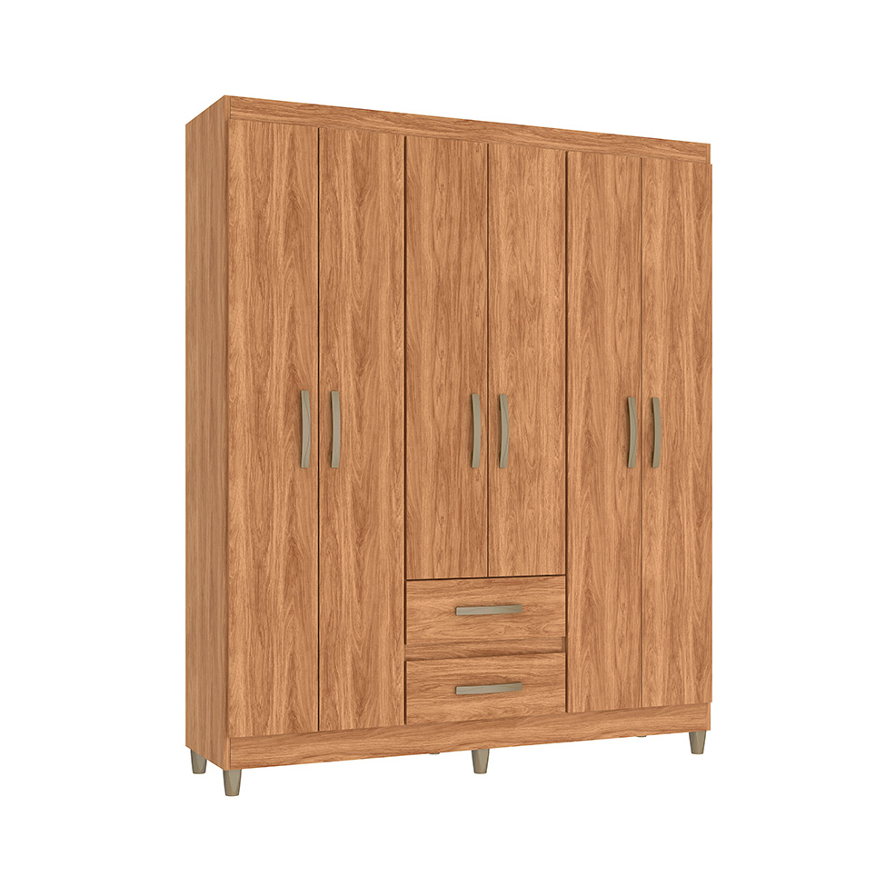 Guarda-Roupa Casal Coimbra 6 Portas 2 Gavetas Mel