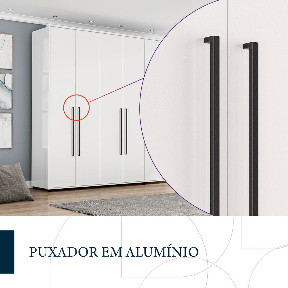 Guarda-Roupa Casal Coimbra 6 Portas 6 Gavetas Branco