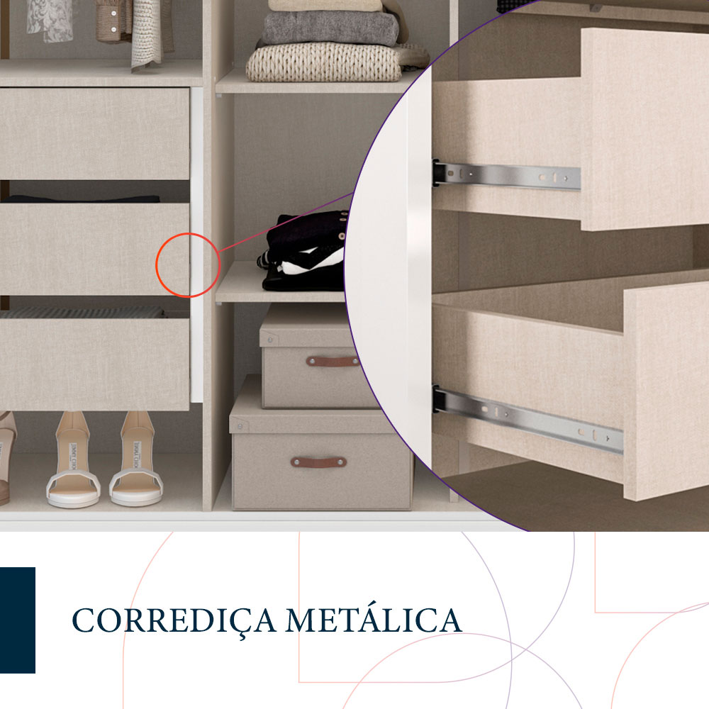 Guarda-Roupa Casal Coimbra 6 Portas 6 Gavetas Branco