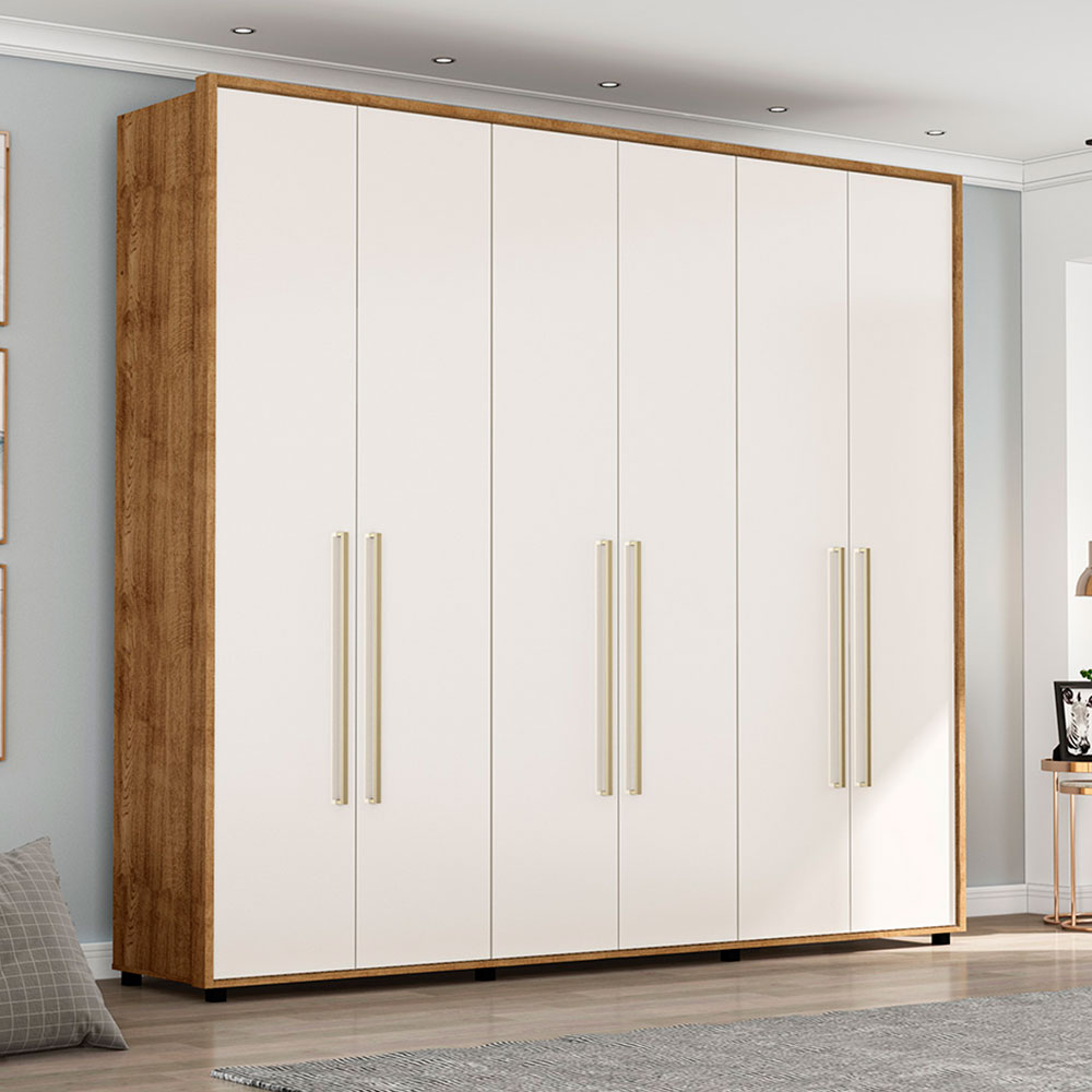 Guarda-Roupa Casal Coimbra 6 Portas 6 Gavetas Freijó e Off White