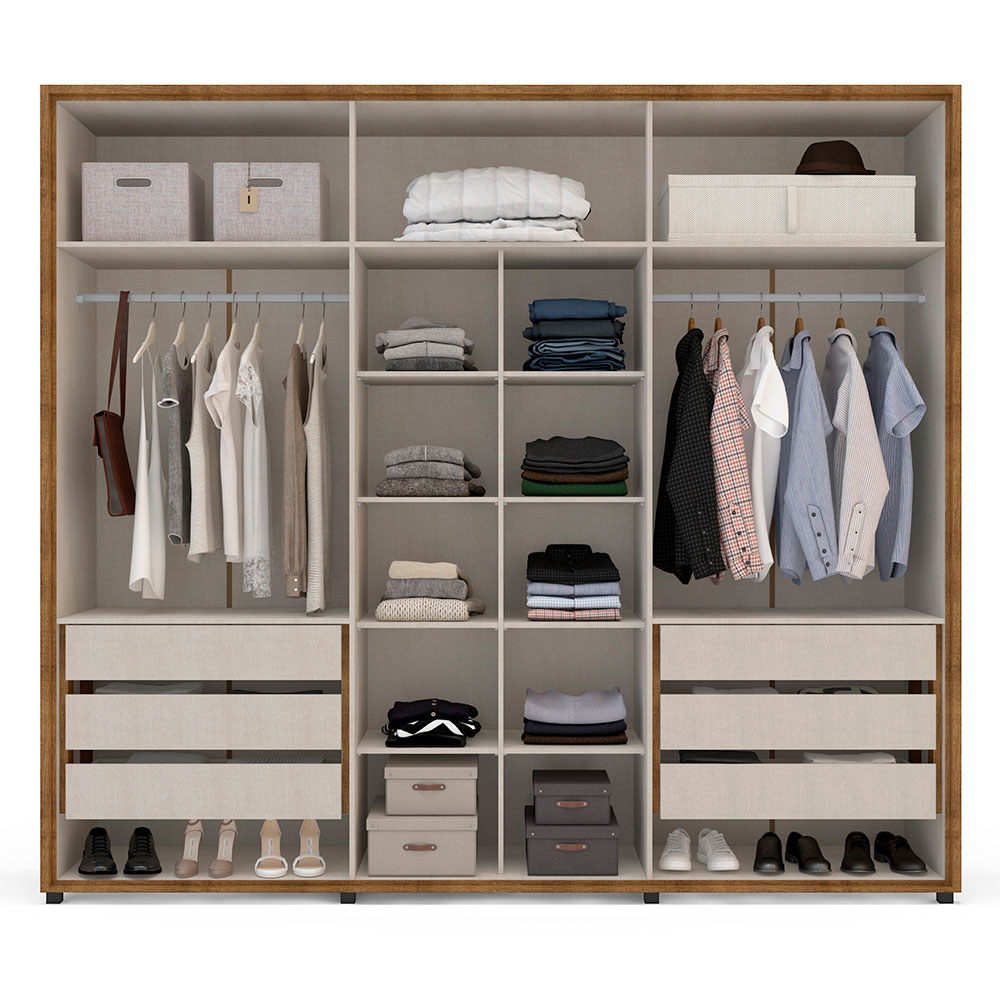 Guarda-Roupa Casal Coimbra 6 Portas 6 Gavetas Freijó e Off White