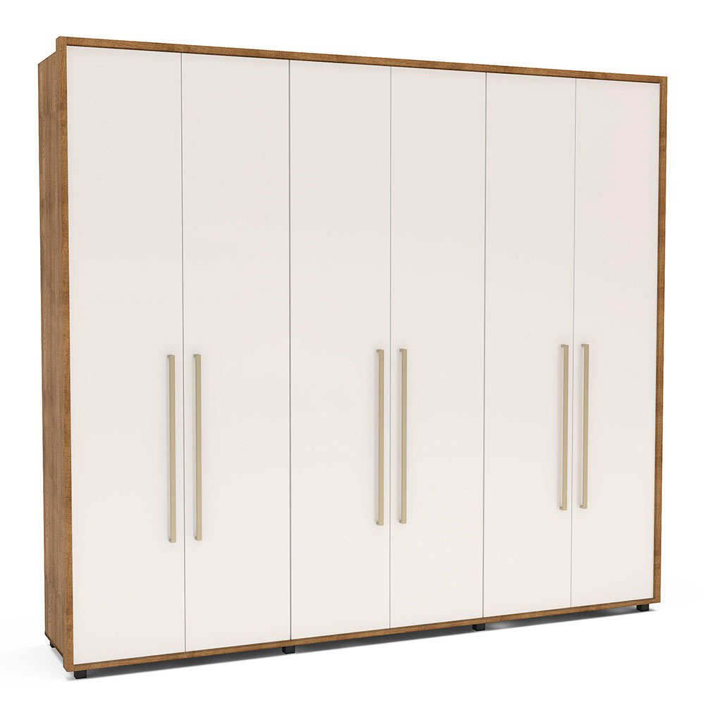Guarda-Roupa Casal Coimbra 6 Portas 6 Gavetas Freijó e Off White