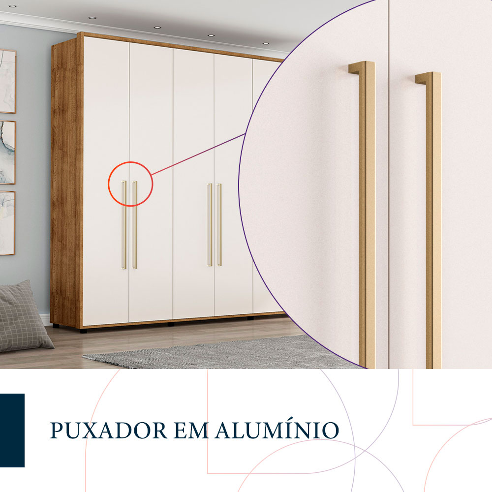 Guarda-Roupa Casal Coimbra 6 Portas 6 Gavetas Freijó e Off White