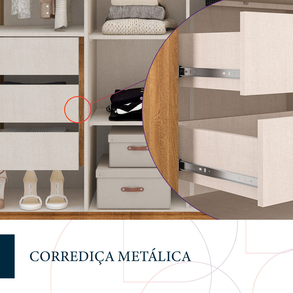 Guarda-Roupa Casal Coimbra 6 Portas 6 Gavetas Freijó e Off White