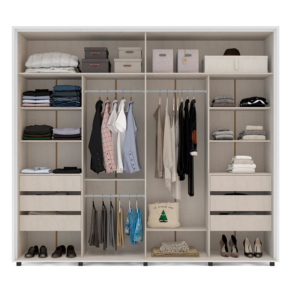 Guarda-Roupa Casal Coimbra Flex 2 Portas 6 Gavetas Branco e Freijó
