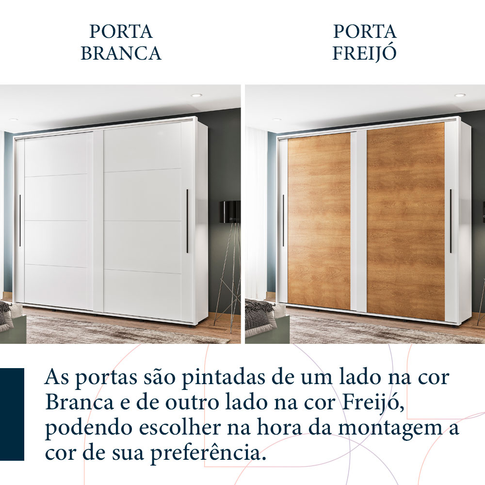 Guarda-Roupa Casal Coimbra Flex 2 Portas 6 Gavetas Branco e Freijó